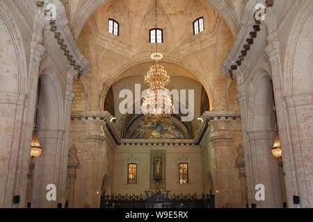 HAVANA, CUBA - FEBRUARY 27, 2011: Interior view of Havana Cathedral in Cuba. The Cathedral of the Virgin Mary of the Immaculate Conception was complet Stock Photo