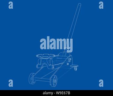 Outline Floor Car Jack. Vector Stock Vector