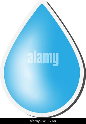 blue waterdrop symbol sticker or badge on white background vector illustration Stock Vector