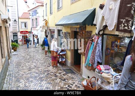 SINTRA, PORTUGAL - MAY 21, 2018: Tourists visit Old Town of Sintra. Portugal had 12.7 million foreign visitors in 2017. Stock Photo