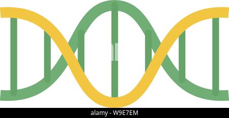 Green yellow dna icon. Flat illustration of green yellow dna vector icon for web design Stock Vector