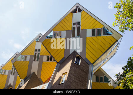 Rotterdam, Holland - July 30, 2019: Innovative cube houses in Rotterdam designed by architect Piet Blom Stock Photo