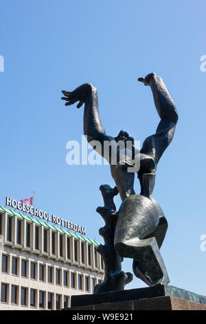 Rotterdam, Holland - July 30, 2019: Bronze memorial sculpture the Destroyed City by sculptor Ossip Zadkine on Plein 1940 Stock Photo