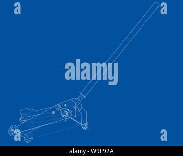 Outline Floor Car Jack. Vector Stock Vector