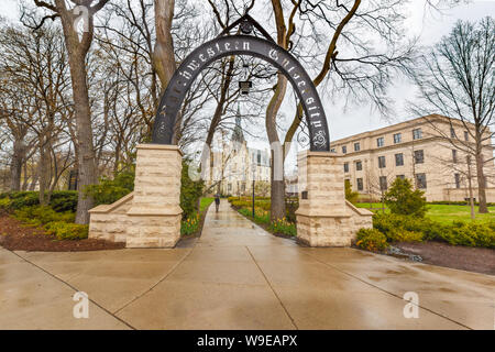 EVANSTON, IL, USA - APRIL 30: Weber Arch on April 30, 2016 at Northwestern University in Evanston, Illinois. Stock Photo