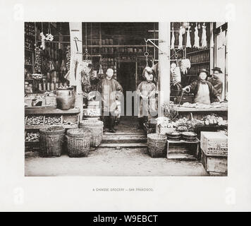 A Chinese grocery in San Francisco, California, USA, in the late 19th century.  From the book The United States of America - One Hundred Albertype Illustrations From Recent Negatives of the Most Noted Scenes of Our Country, published 1893. Stock Photo