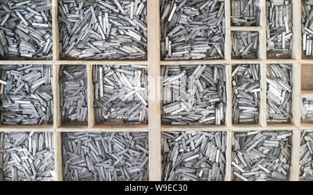 Historical printing furniture. Lettering and typing service drawer Stock Photo