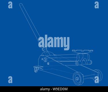 Outline Floor Car Jack. Vector Stock Vector