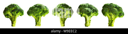 Set of 5 brocooli items on a white background isolated Stock Photo