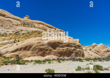 Sandstone formation at Mormon Rocks in Southern California on the San Andreas Fault Stock Photo