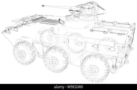 Blueprint Military vehicle. EPS10 format. Vector created of 3d Stock Vector