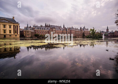 Hofvijver and Binnenhof in Den Haag, Netherlands Stock Photo