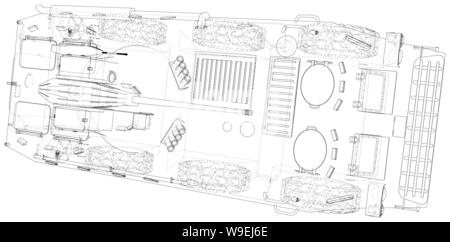 Military machine. EPS10 format. Vector created of 3d Stock Vector