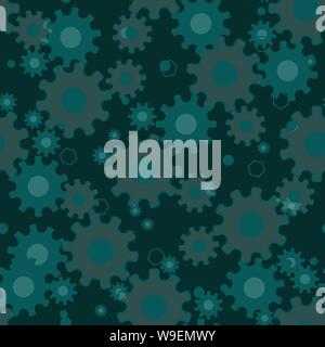 Seamless geometric pattern with gears, mechanical background, engineering design eps10 Stock Vector