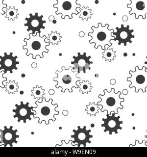 Vector pattern made of cogs. Seamless tiling background. Abstract business concept. Ornament with gears and wheels for wrapping paper, banner, print. Stock Vector