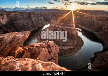 Beautiful sunset at Horseshoe bend, Arizona, USA Stock Photo