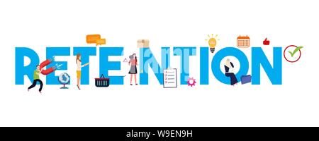 Retention concept of communication customer loyalty audience acquisition. Client management consumer. Stock Vector