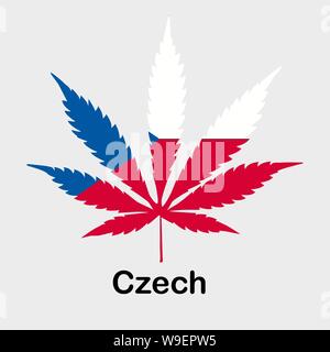 Flag in the form of a cannabis leaf. The concept of legalization of marijuana, cannabis in the Czech Republic Stock Vector