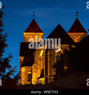 Quedlinburg Cathedral at night Stock Photo