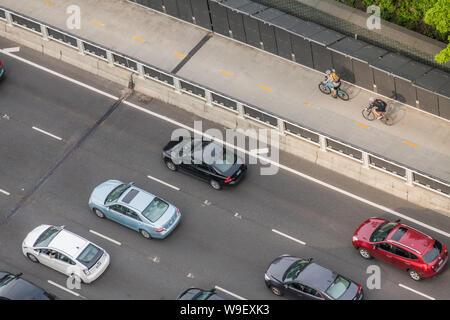 Aerial view of pedestrians Stock Photo