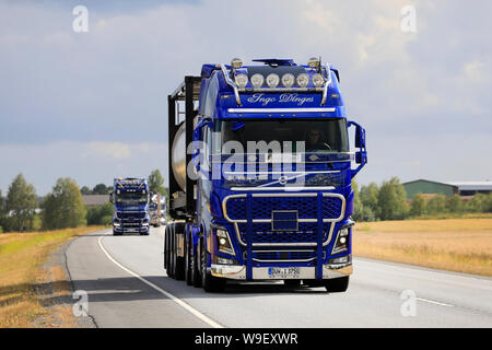 Luopajarvi, Finland. August 8, 2019.  Volvo FH The Viking LXVIII of Dinges Logistics in convoy to the leading trucking event Power Truck Show 2019. Stock Photo