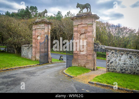 Lions Gate at the Mussenden Temple near Castlerock, Co Derry, Northern Ireland Stock Photo
