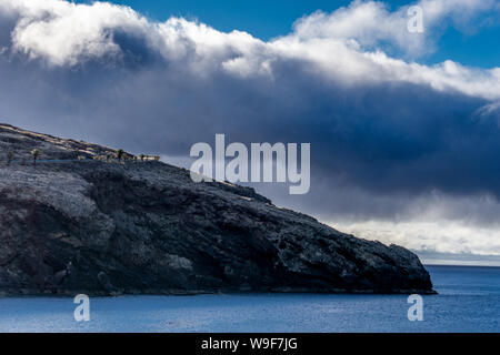 Rocky Mountains cliff and clouds storm Landscape Travel aerial view serene scenery wild nature, Madeira Stock Photo