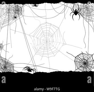 Festive spiders and web frame Stock Vector