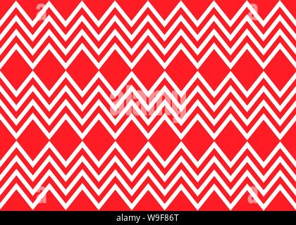 Minimal vector cover design. White zigzag on red backgrounds as a modern pattern for design.Creative backgrounds from modern forms to design of fashio Stock Vector