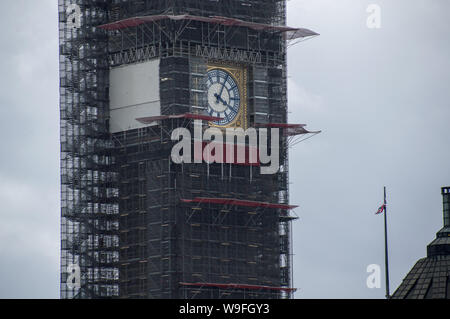 Scaffolding covered Big Ben tower (Editorial use ONLY) Stock Photo