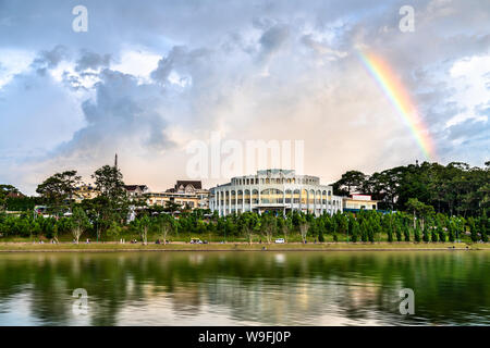 Rainbow above Xuan Huong Lake at Da Lat, Vietnam Stock Photo