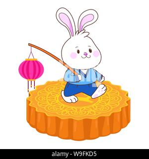 Mid autumn rabbit on mooncake Stock Vector
