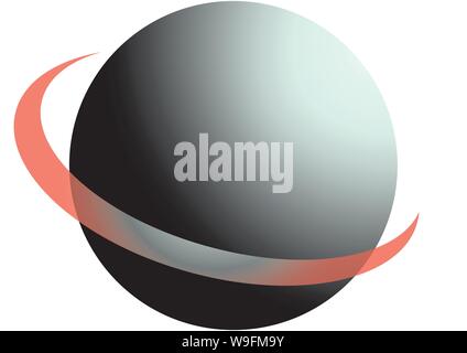 Icon Planet with red ring - Vector image Stock Vector