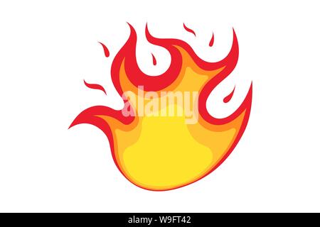 Fire flame emoji icon. Isolated bonfire sign emoticon symbol on white background. Vector burn illustration Stock Vector