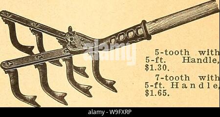 Archive image from page 80 of Currie's farm and garden annual. Currie's farm and garden annual : spring 1924 49th year  curriesfarmgarde19curr 7 Year: 1924 ( PAT. 1907- 19)5 REICHARD'S COMBINATION SPRING- TOOTH MAGIC WEEDER HOES. TURN WORK INTO PASTIME. Tines are formed of the very best steel obtainable for the purpose. No. A—Length 914 inch $0.15 No. B—Length 22 inch 25 No. C—Length 10 inch 35 No. G—Length 57 inch 1.00    5-tooth with 5-ft. Handle, $1.30. 7-tooth with 5-ft. Handle, $1.65. THE LIBERTY CULTIVATOR-WEEDER, has the cultivator teeth so arranged that they will absolutely cut all of Stock Photo