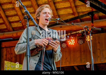 Aleksi Campagne, violin, Canmore Folk Music Festival, Canmore, Alberta, Canada Stock Photo