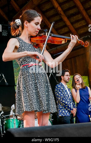 Oktopus, traditional klezmer, classical  and Quebecois music, Canmore Folk Music Festival, Canmore, Alberta, Canada Stock Photo