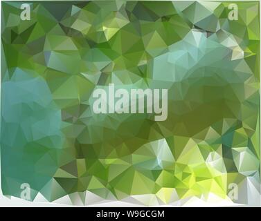 Abstract low poly background of triangles in green colors Stock Vector