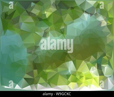Abstract low poly background of triangles in green colors Stock Vector