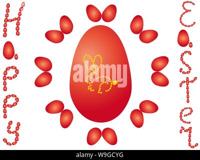 Happy easter With a rabbit and eggs Stock Vector