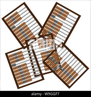 A set of wooden abacus for mathematical calculations, old way of accounting Stock Vector