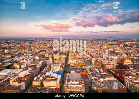 Panoramic view of Mexico City from the observation deck at the top of Latin American Tower (Torre Latinoamericana) Stock Photo