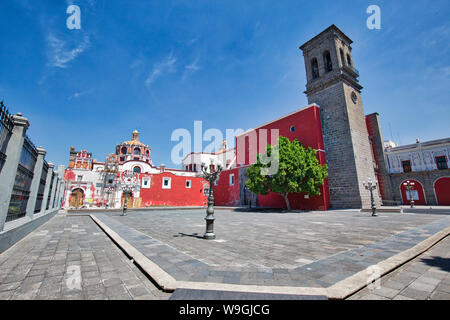 Puebla, Mexico-April 14, 2018: Santo Domingo Temple and Capilla del Rosario Church close to Zocalo historic city center Stock Photo