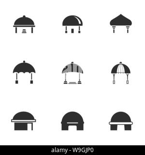 Set of black and white dome house icon with tent modern style, vector illustration Stock Vector