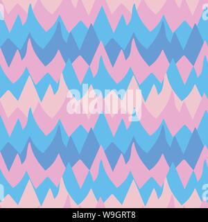 A seamless vector pattern with mountain stripes in pinks and blues. Surface print design. Stock Vector