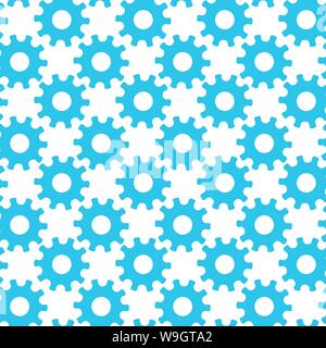 Vector pattern made of cogs. Seamless tiling background. Abstract business concept. Ornament with blue gears and wheels for wrapping paper, banner, pr Stock Vector