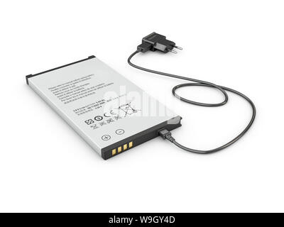 Lithium Ion Cell Phone Battery with growing chart, 3D rendering ...