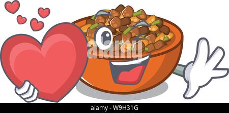 With heart kung pao chicken in character shape Stock Vector
