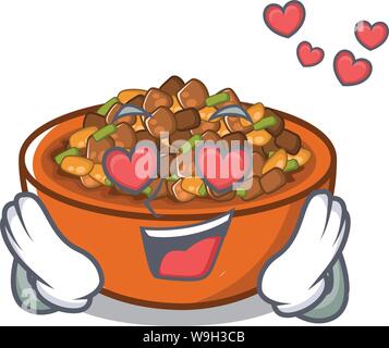 In love kung pao chicken in character shape Stock Vector