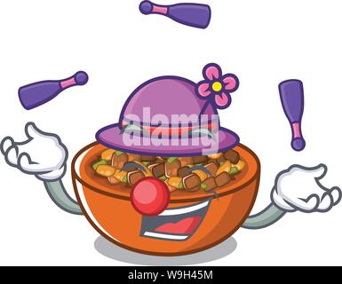 Juggling kung pao chicken in a cartoon Stock Vector